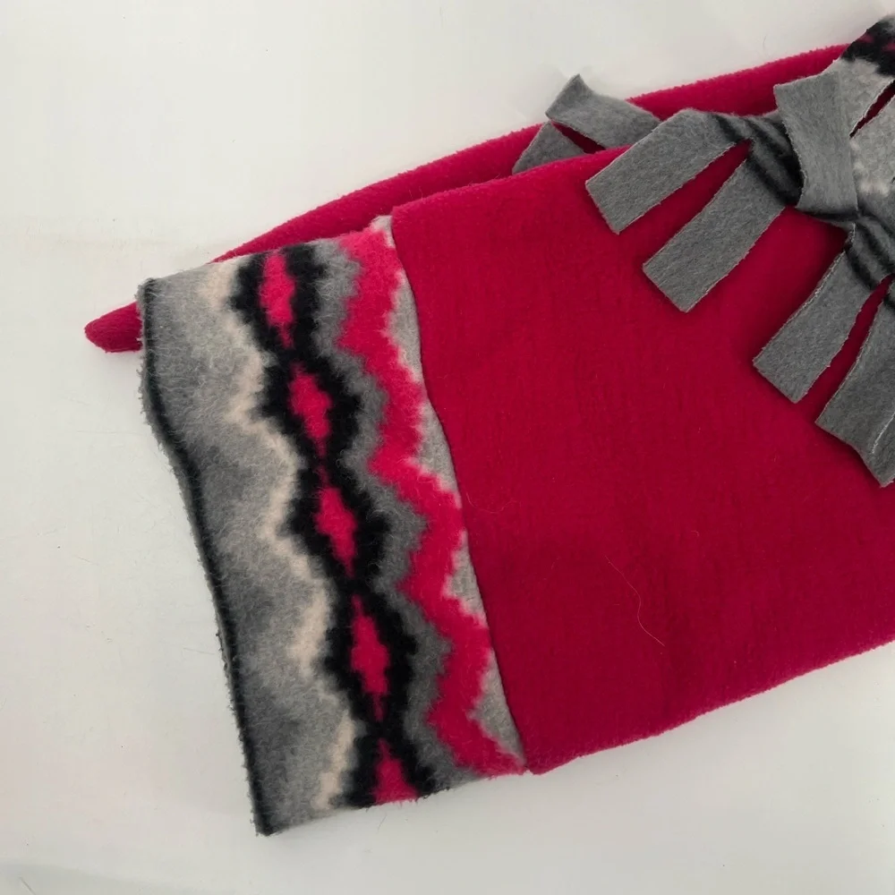 Vintage Pink and Gray Long Stocking Fleece Ski or Snow Hat Whimsical